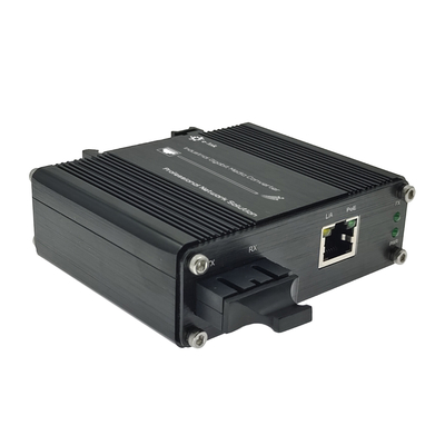 Industrial Gigabit Media Converter with PoE+ 30W Output for IP Cameras