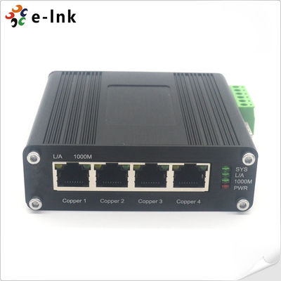 Industrial 4-Port Gigabit Ethernet Switch 10/100/1000Mbps DIN Rail -40°C to 75°C