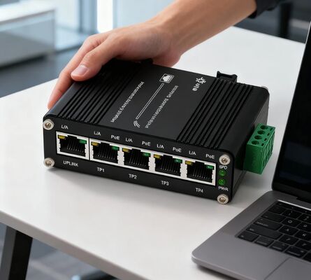 Mini Industrial Gigabit Ethernet 10Gbps Non-Blocking 5 Port Compact Unmanaged Network Hub for Harsh Environment Automation