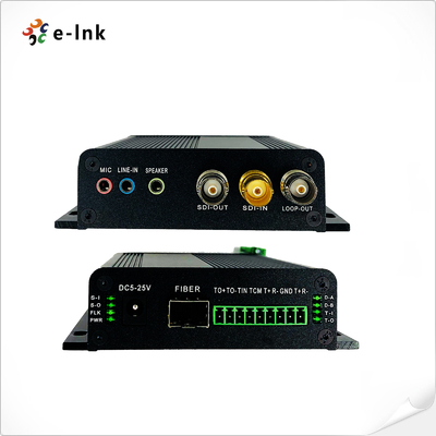 1Ch bidireccional 3G-SDI com Loop-out + 1Ch Tally + 2Ch bidireccional RS485 ou RS422 + 2Ch áudio estéreo + 1Ch microfone sobre conversor de fibra