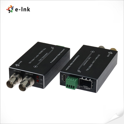 Mini Conversor de Fibra para Vídeo 3G/HD-SDI com RS485 Reverso e Saída Loop