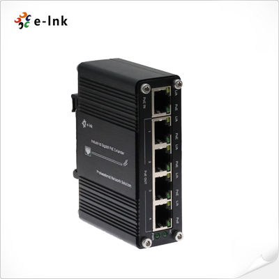 Extensor industrial de 1 porta PoE+ para 4 portas Gigabit 30W IP40 DIN-Rail