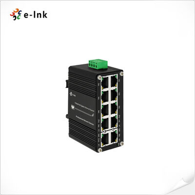Switch PoE Gigabit Industrial de 10 Portas, 8 Portas PoE+ 240W Orçamento Total, Ampla Tensão 12-48VDC, Caixa Metálica IP40, Temperatura de Operação -40℃ a 80℃